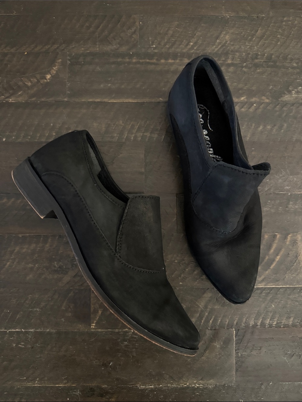 Free People Royale Black Leather Pointed Toe Cutout Flats Sz 40 / 10